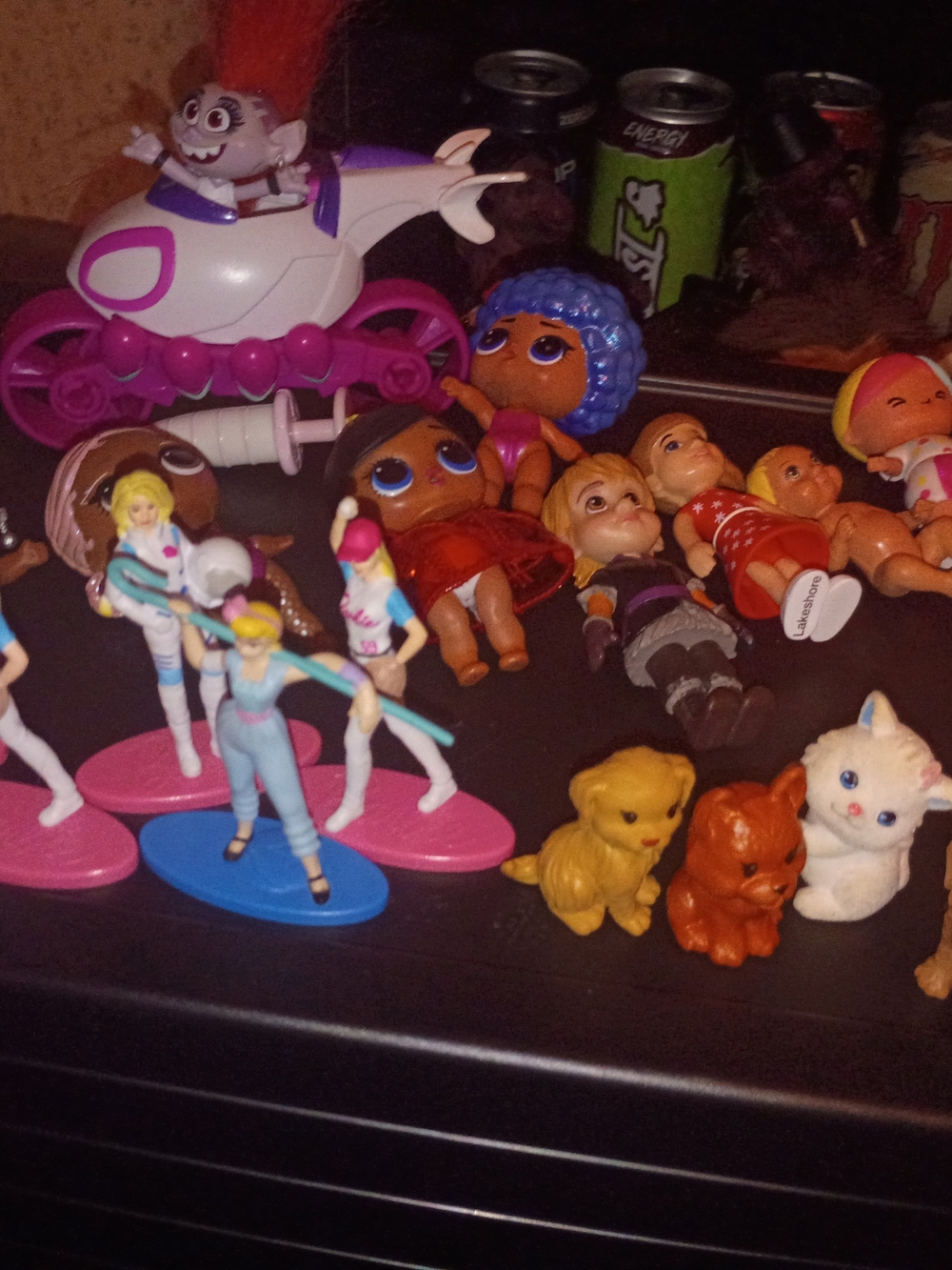 Assorted Kids Toy Dolls and Figurines - Pink, Purple, Blue
